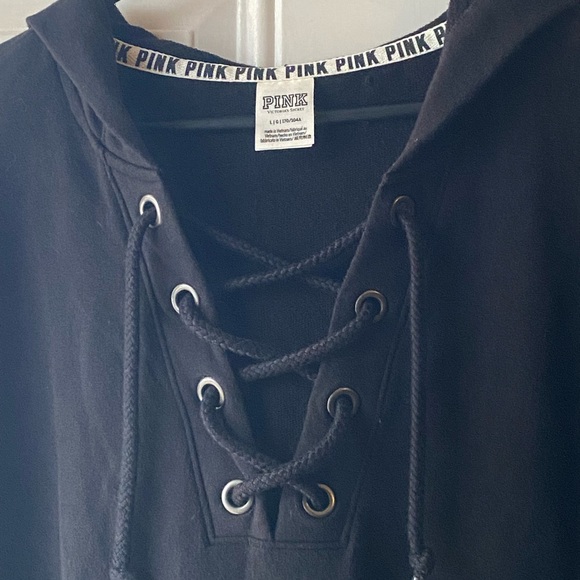 PINK Victoria's Secret Black Lace-Up Sweater - Picture 3 of 7